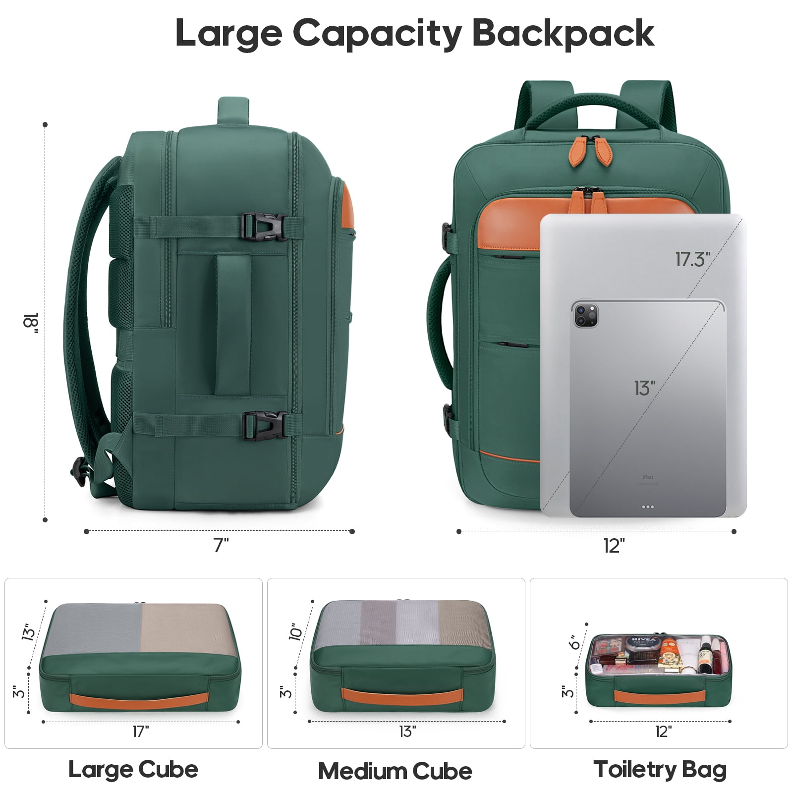 MIUSSE Hard Shell Luggage Sets 7 Pieces, 28/24/20 inch Suitcase Sets with Spinner Wheels & TSA Lock, Hard Case Luggage Set with Travel Backpack and Packing Cubes