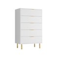 thumbnail image 5 of Dresser for Bedroom,Modern 5 Drawer Dresser with Gold Handle,Wood Chest of Drawers for Living Room Hallway,Entryway,White, 5 of 5