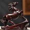 thumbnail image 3 of Ebony solid wood carved horse figurine, one of the twelve zodiac horse figurines, for home living room or study feng shui decoration., 3 of 4