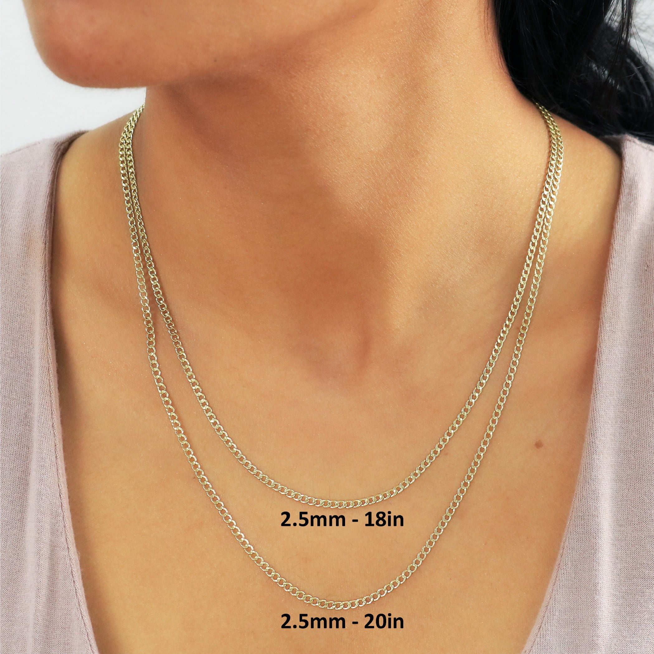 Nuragold 10k Real Yellow Gold Cuban Curb Link 2.5mm Chain Necklace (16"-26") Italian Jewelry for Men & Women