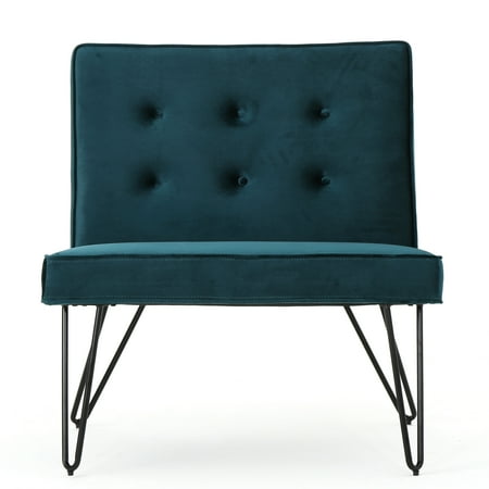 - DuSoleil New Velvet Modern Armless Chair, Teal