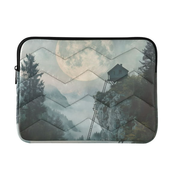 FORMRS 13"-13.3" Laptop Sleeve Protective Case Soft Carrying Quilted Computer Bag Cover, Moon and House