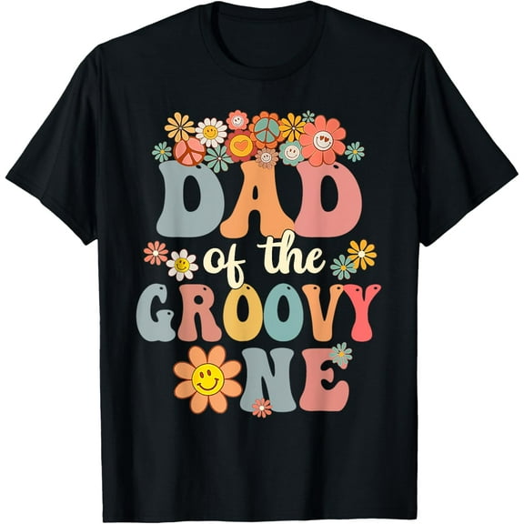 Dad of Groovy One Matching Family 1st Birthday Party Vintage Gifts T-shirt