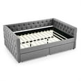 thumbnail image 6 of Upholstered Full Size Daybed with 2 Drawers, Solid Wooden Sofa Bed Frame w/Button Tufted and Copper Nail on Square Arms, Space-Saving Design, 6 of 8