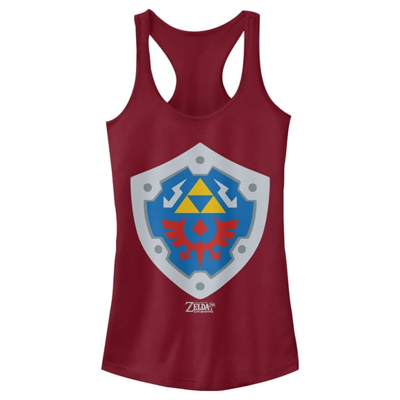 Junior's Nintendo Legend of Zelda Link's Awakening Hylian Shield Racerback Tank Top Scarlet X Large