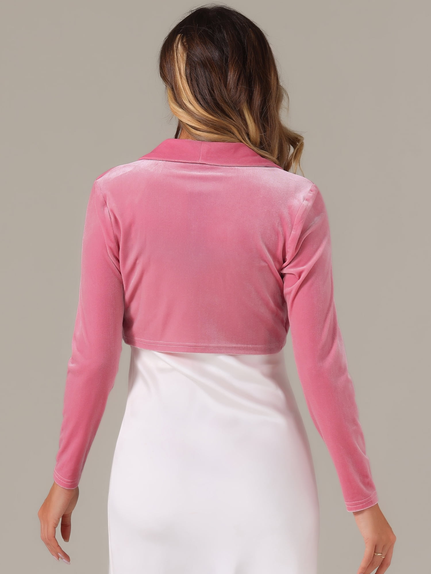 DARING DIVA Open Front Collar Shrug Cocktail Bolero Cardigan XL Pink