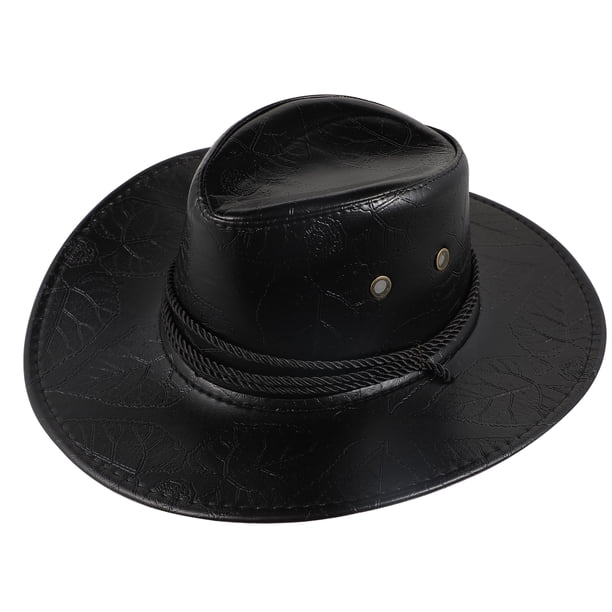 Sombrero de vaquero occidental personalizado, de cuero, a la moda, para exteriores, con visera para el sol, para verano