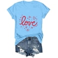 thumbnail image 5 of Yindaity T Shirts for Women Women's Valentine Shirts Retro Candy Couple Love Heart T-Shirt Casual Lover Gift Blouse Tops(Sky Blue,S), 5 of 8