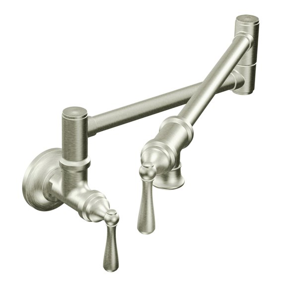 Moen Traditional Spot Resist Stainelss Wall Mount Swing Arm Folding Pot Filler Kitchen Faucet