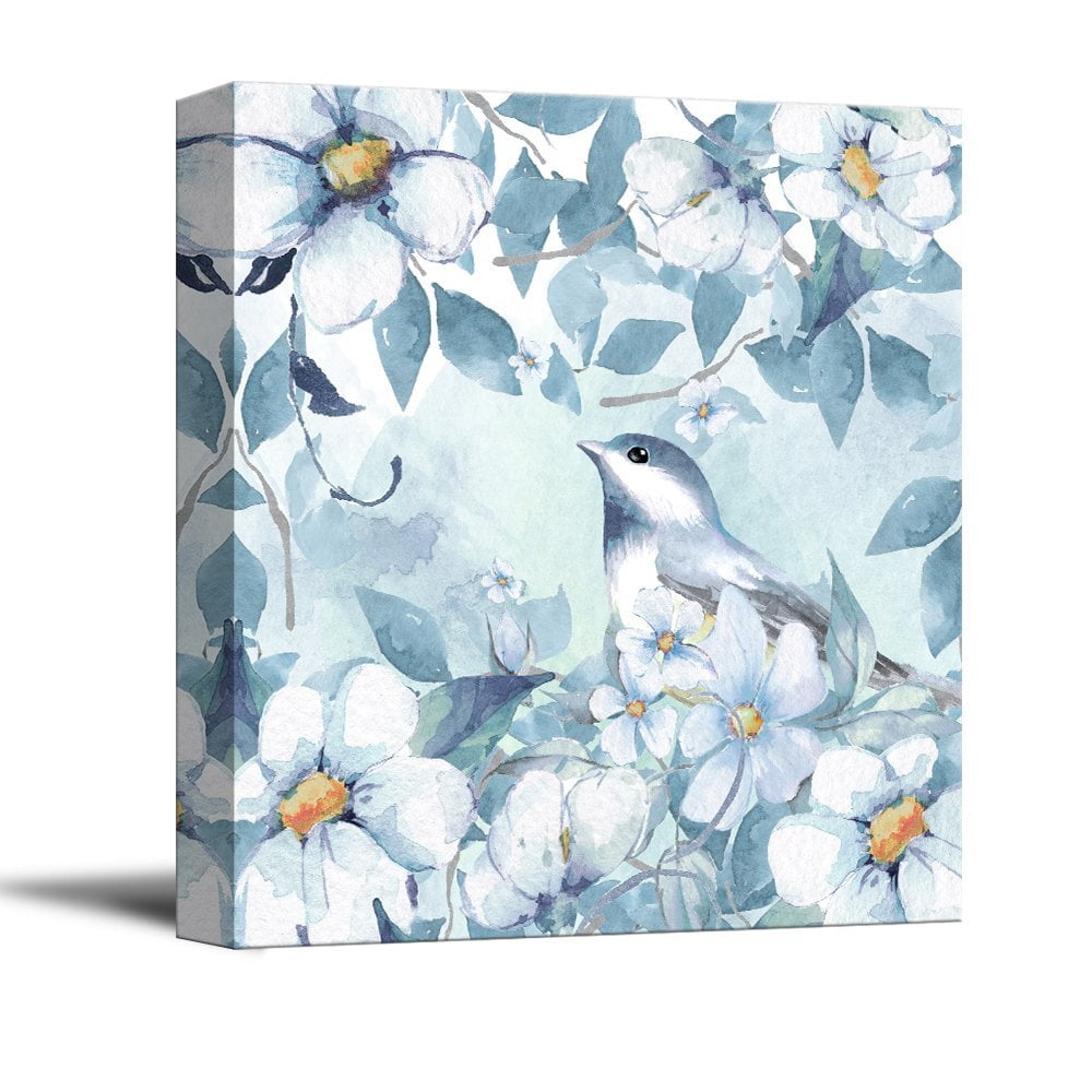 wall26 Square Canvas Wall Art Light Blue Water Color Style Painting