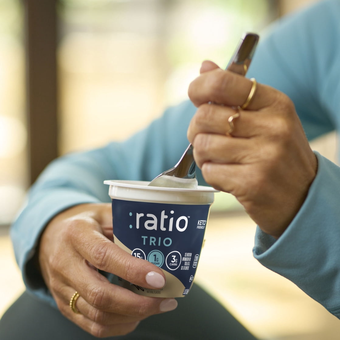 Ratio Trio Yogurt Cultured Dairy Snack, Vanilla, 1g Sugar, Keto Yogurt Alternative, 5.3 oz