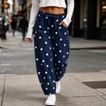 thumbnail image 3 of Mifsaly Polka Dot Sweatpants Wide Leg Drawstring Waist Jogger Sweatpant Trendy Daily Going Out Travel Vacation Barrel Pants Trousers with Pockets, 3 of 7