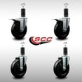thumbnail image 2 of 5 Inch SS Soft Rubber Swivel 1-1/4 Inch Expanding Stem Caster Set 2 Brake, 2 of 2
