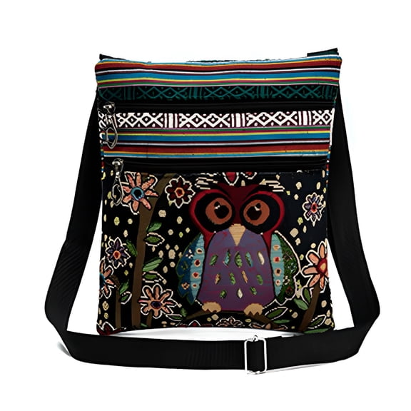 GASTROPOD Crossbody Bags for Women, 9" Linen Crossbody Bag Shoulder Bag Crossbody Purse Messenger Bag, Fashion Owl Pattern Embroidery Shopping Handbags Gifts for Women