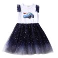 thumbnail image 1 of Pixar Cars Lightning McQueen Robes d'Été pour Enfants Filles Robe à Manches Courtes Dessin Animé Robes de Bal en Maille QZX, 1 of 7