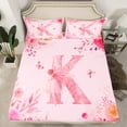 thumbnail image 2 of Castle Fairy Alphabet Rose 4-Piece Full Size Sheets,Flower Butterfly Bed Sheets,Ballet Girl Lightweight Sheet Sets,Lightweight Initial Room Decor, 2 of 7