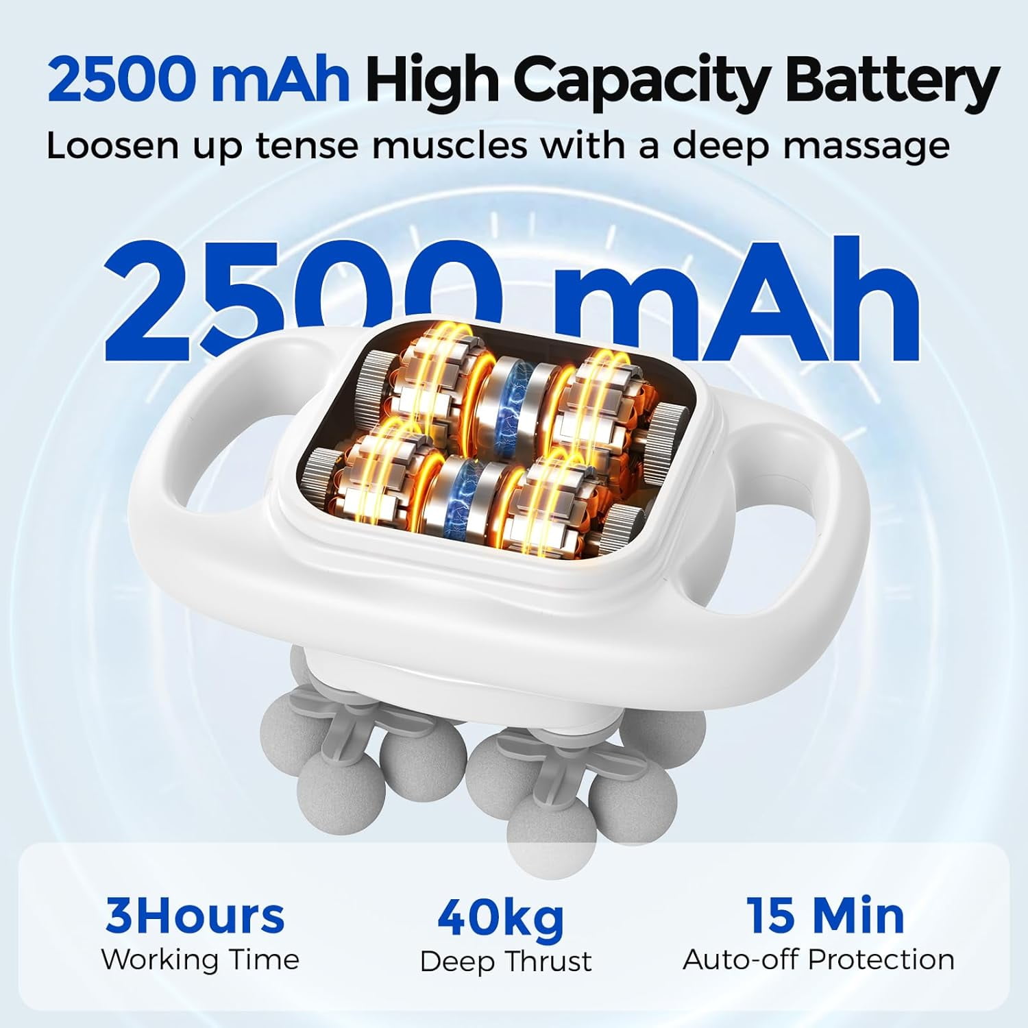 16-Head Massage Gun Set, Deep Tissue Percussion Massager with 8 Modes & 50 Intensities, Portable Quiet Muscle Massage Gun for Legs, Waist, Back, Neck, Buttocks Muscles Pain Relief, White