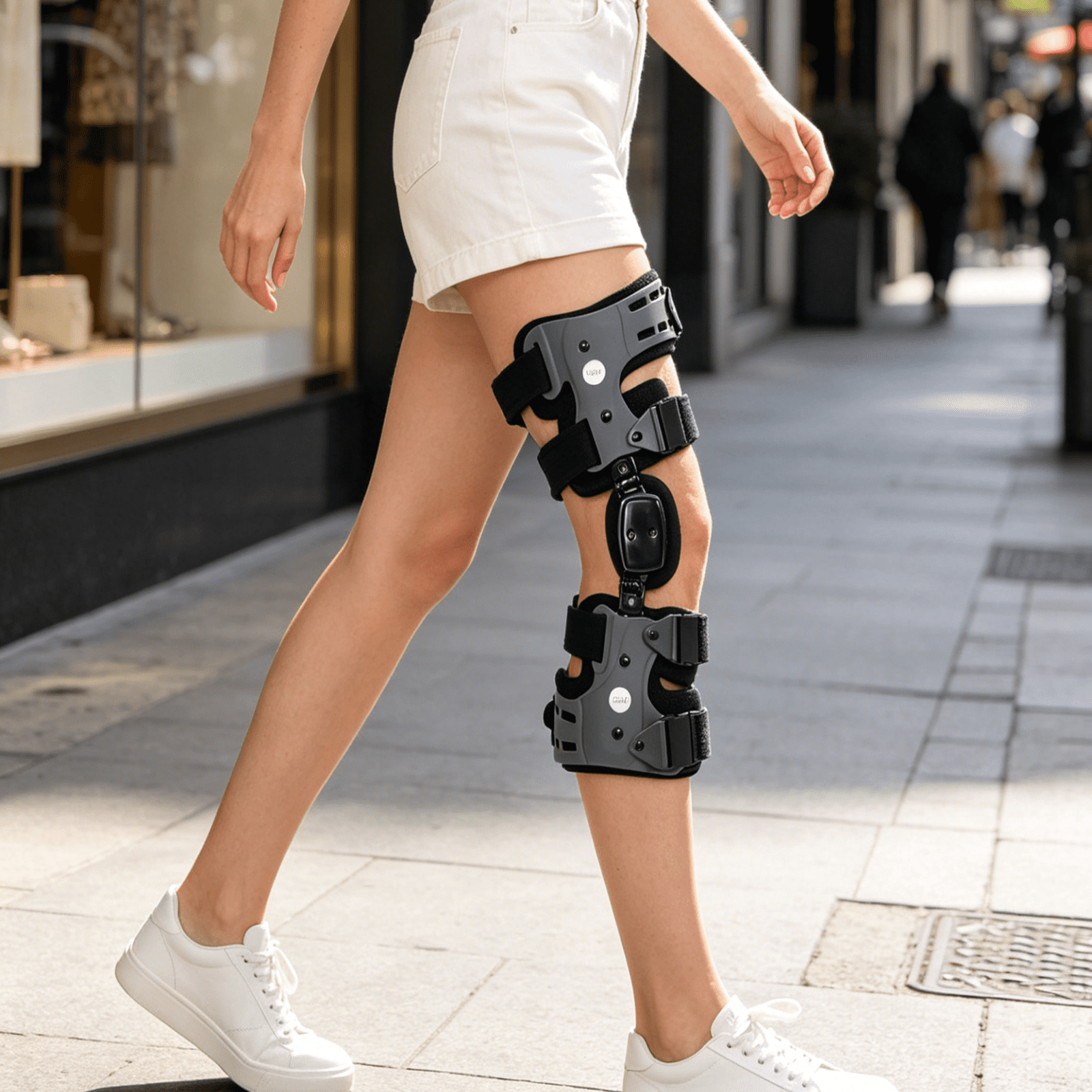 Komzer Elite Dual Adjustment Osteoarthritis Knee Brace for Women & Men, OA Unloader Knee Brace for Osteoarthritis, Arthritis Pain, Lateral Degeneration Knee Support (Gray, Right)