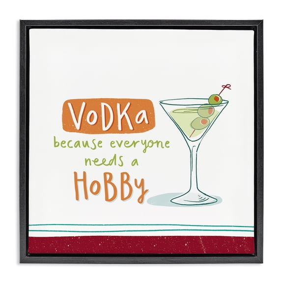 Stupell Industries Eclectic Funny Vodka Phrase Black Floating Frame Canvas Art, 18 x 18, by Courtney Morgenstern