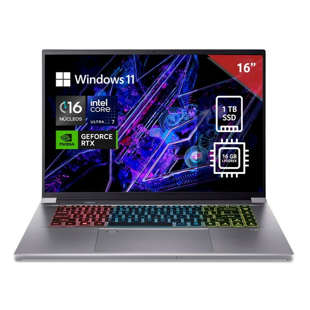 Laptop Acer PTN16-51-790R NVIDIA GeForce RTX 4050 Core ultra7 155H 16/1 TB GB SSD Gris oscuro