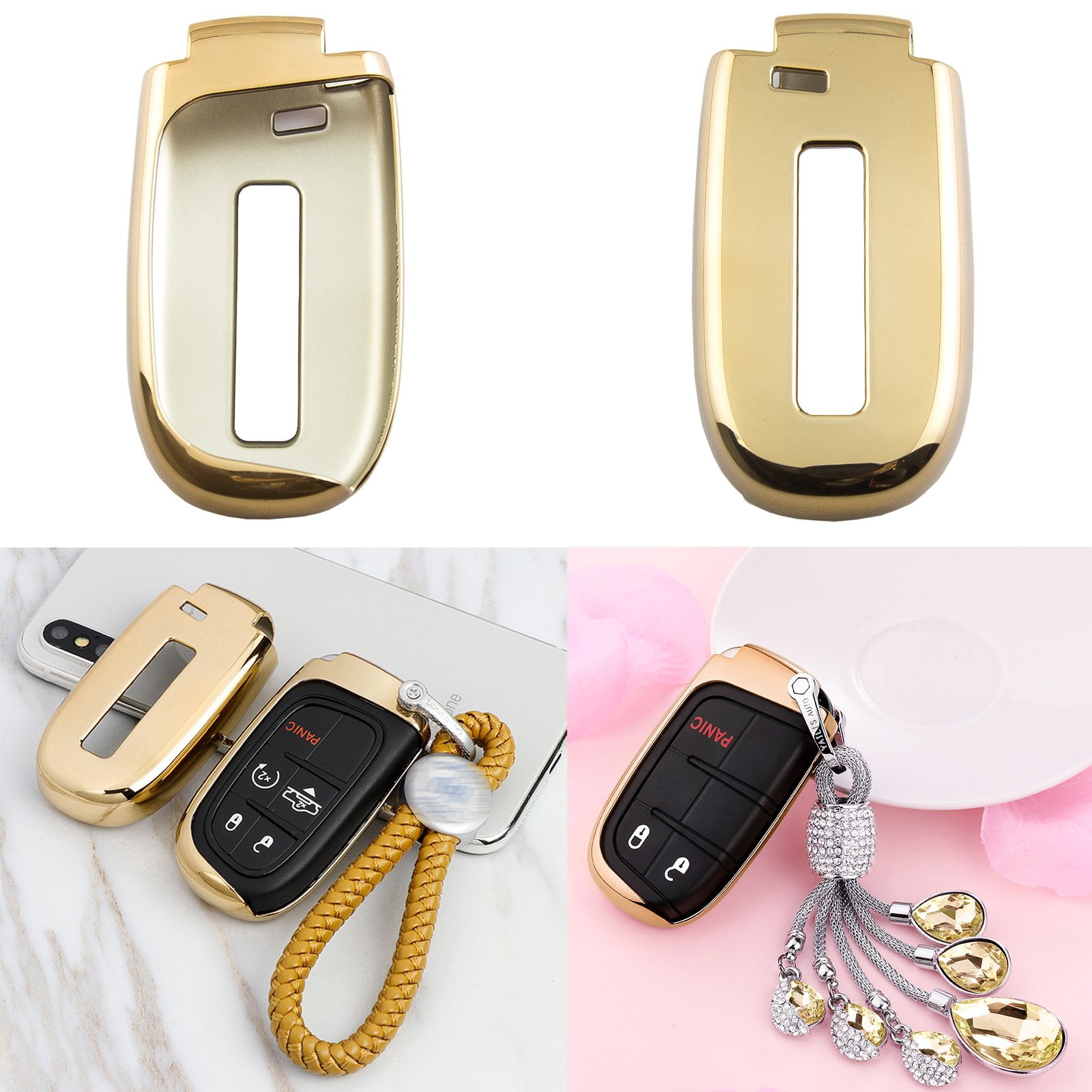 X AUTOHAUX TPU Car Smart Key Remote Flip Fob Cover Shell Protective Case for Jeep for Dodge Gloss Metallic Red X AUTOHAUX TPU Car Smart Key Remote Flip Fob Cover Shell Protective Case for Jeep for Dodge Gloss Metallic Red