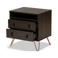 thumbnail image 2 of Glover Modern and Contemporary Dark Brown Finished Wood Metal 2-Drawer Nightstand, 2 of 5