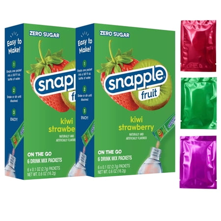 Snapple Kiwi Strawberry Singles To Go Powdered Drink Mix Sugar-Free Non Carbonated Fruity Flavored Powder Beverages Water Enhancer (2 Boxes 12 Servings) w/ Bonus Snoep in Beperkte Oplage Snapple Kiwi Strawberry Singles To Go Powdered Drink Mix Sugar-Free Non Carbonated Fruity Flavored Powder Beverages Water Enhancer (2 Boxes 12 Servings) w/ Bonus Snoep in Beperkte Oplage