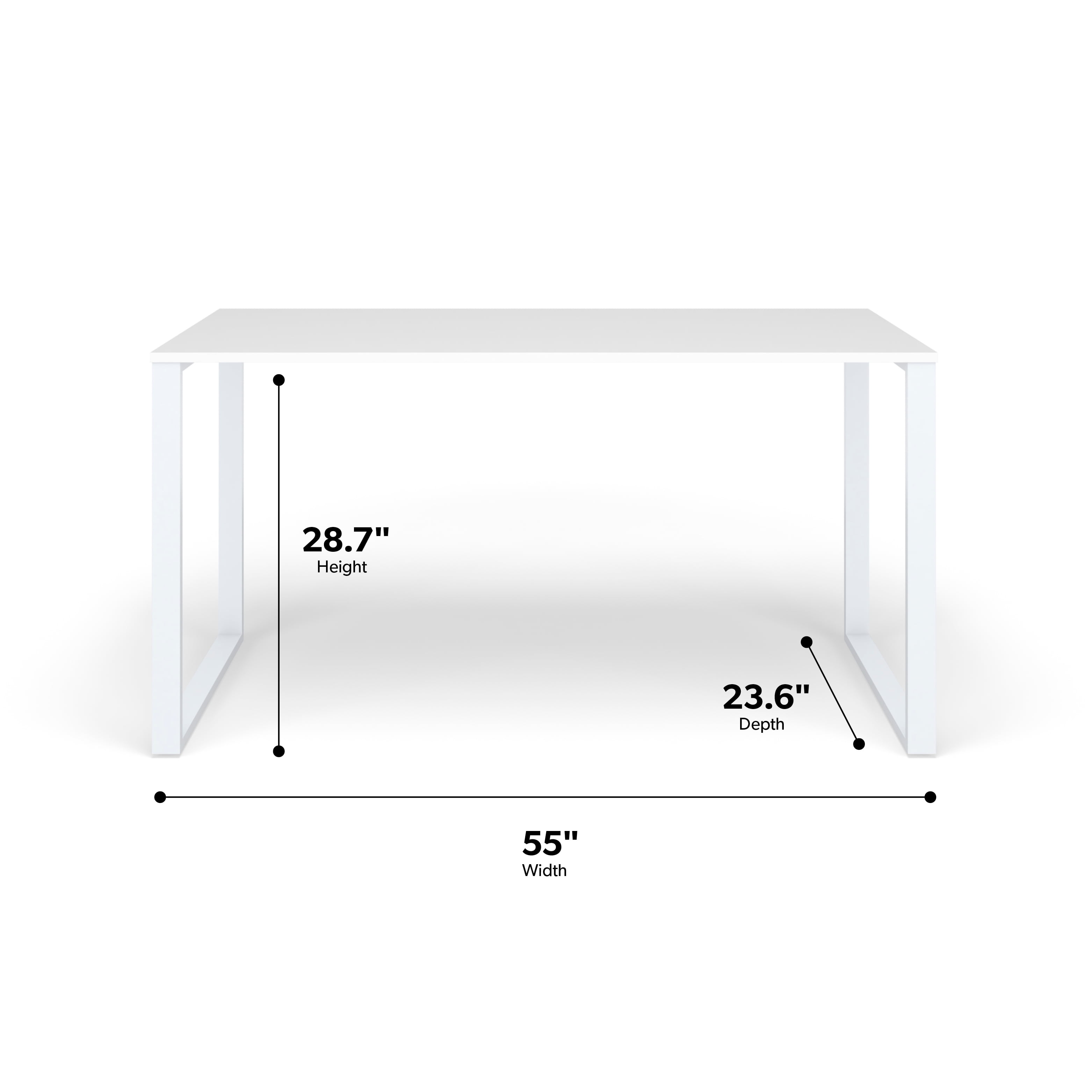 HON Basyx 55” Commercial-Grade Executive Desk, in White/White (BSX55MOLWWH)