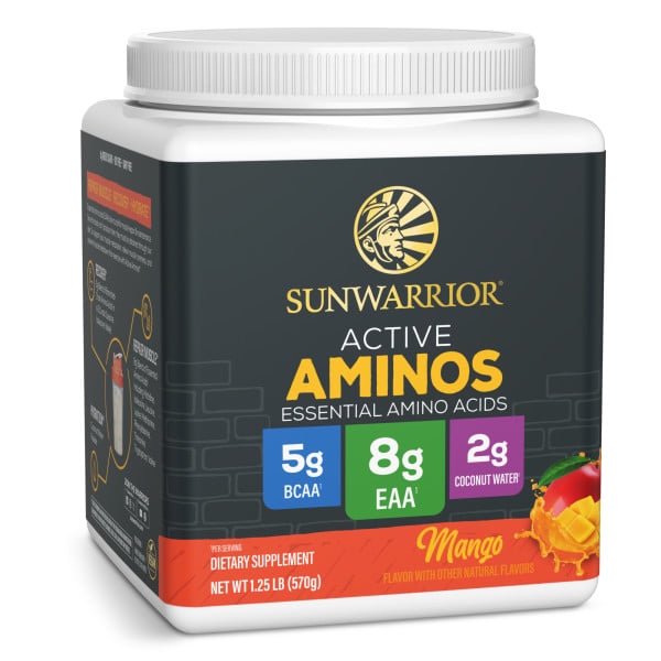 Sunwarrior Amino Energy Powder with Active Amino Acids for Muscle Recovery, Mango, 570g