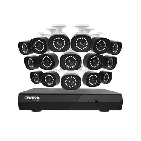 Defender Sentinel 4K Ultra HD POE Wired 2TB NVR Security System With 16 Metal Cameras, Smart Human Detection, Color Night Vision & Mobile App