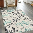 thumbnail image 2 of Aqua Grey Botanical Area Rugs 2.7'x5', Small Throw Rugs for Kitchen Bedroom, Rustic Country Spring Floral Summer Leafv Indoor Outdoor Rug Non-Slip Low Pile Carpet Runner Reversible Floor Mats, 2 of 8