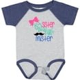 thumbnail image 3 of Inktastic Big Sister to a Little Mister Bow and Mustache Girls Baby Bodysuit, 3 of 5