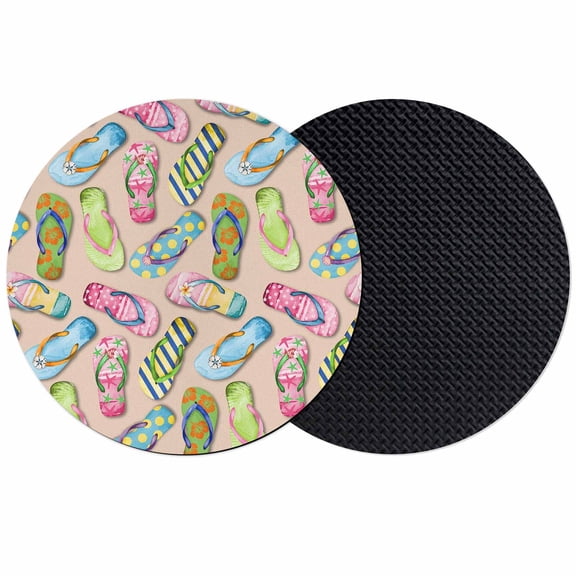 Summer Slippers Coasters Set of 2, Absorbent Coasters for Drinks, Watercolor Flip Flops Ocean Beach Light Brown Coaster for Desk Coffee Table Protection, Home Decor House Warming Gifts 4"