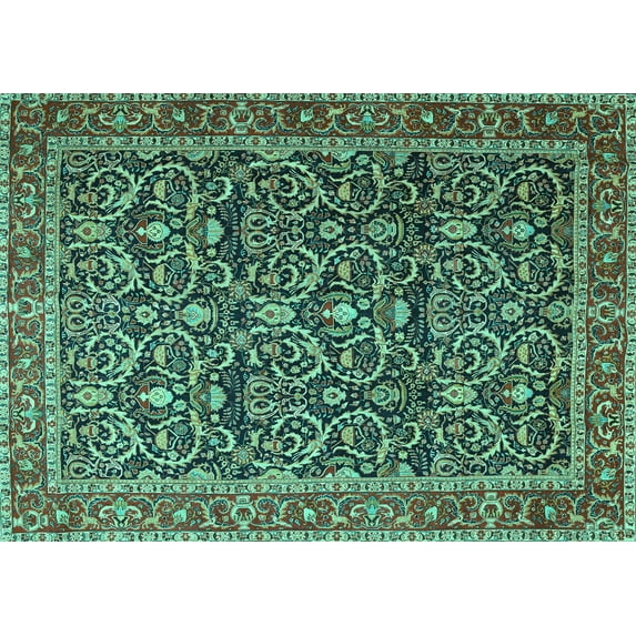 Ahgly Company Indoor Rectangle Persian Turquoise Blue Traditional Area Rugs, 2' x 4'