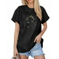 thumbnail image 4 of NAMTYQX Tops for Women Trendy Summer Fashion Plus Size Cool Graphic Muster Stretchy Round Neck Loose Fitting Short Sleeve Womens Spring Tops Black Size XL, 4 of 5
