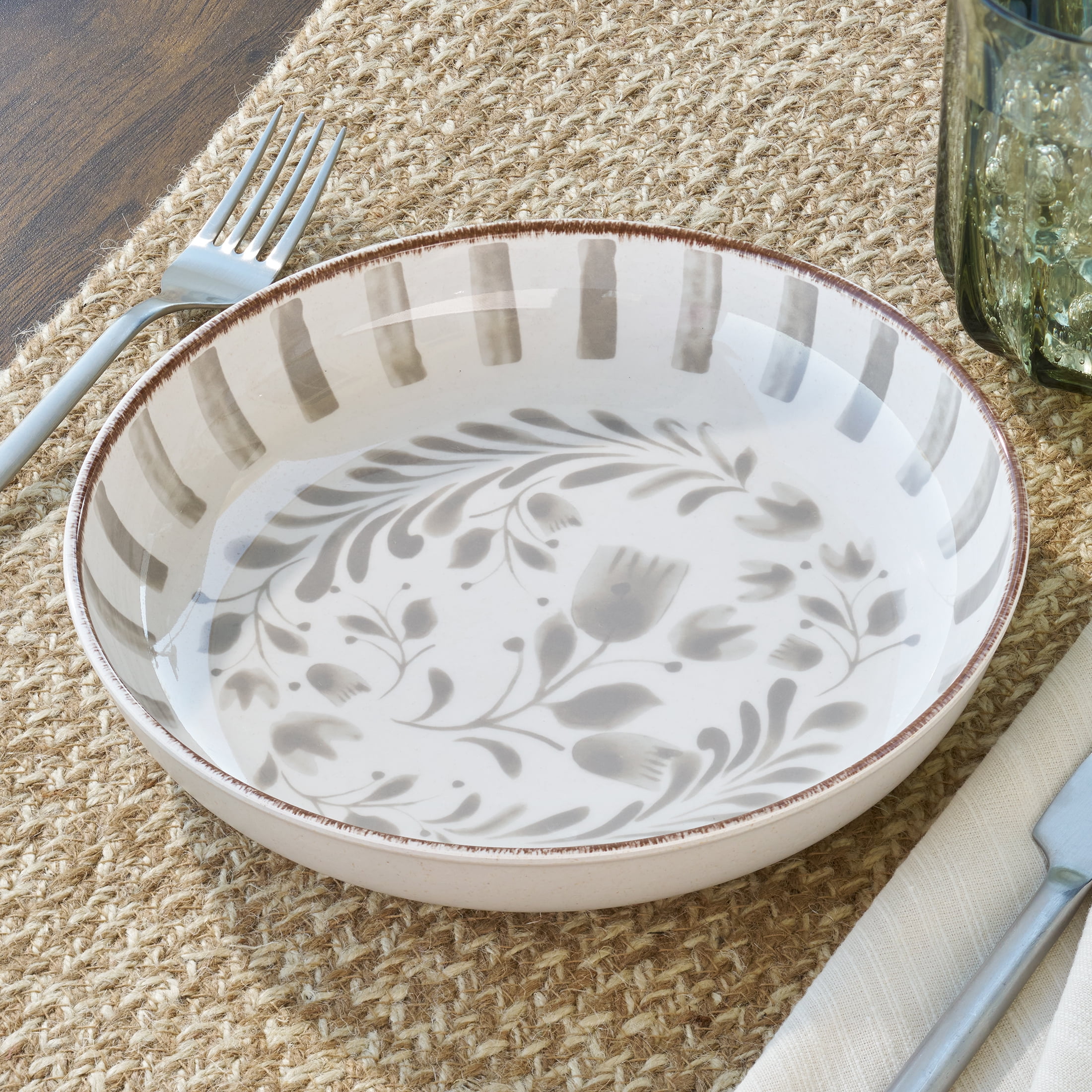 (2 pack) Better Homes & Gardens Bamboo Melamine Dinner Bowl, Grey