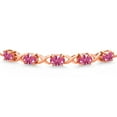 thumbnail image 3 of Gem Stone King 18K Rose Gold Plated Silver Pink Zirconia Bracelet for Women (3.80 Cttw, Gemstone, Oval 7X5MM, Fully Adjustable up to 9 inches), 3 of 5
