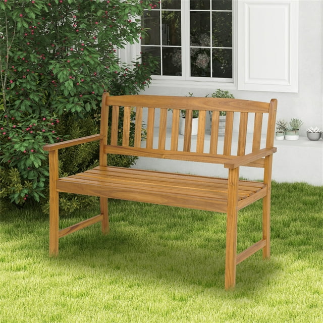 Banco de Jardín Costway Madera Acacia 2 Plazas 110 x 56,5 x 86 cm Natural