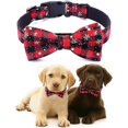 thumbnail image 1 of Dog/cat/pet Adjustable Collar Nylon Bowknot Snow Pattern Christmas Theme (red-l), 1 of 5