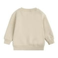 thumbnail image 3 of Miluxas Toddler Crewneck Sweatshirts Solid Pullover Tops for Girls or Boys Beige 12 Years, 3 of 8