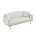 thumbnail image 3 of Convertible Velvet Futon Sofa Bed, Modern Loveseat Sleeper Sofa Couch with 3 Adjustable Positions and Two Pillows, Suitable for Living Room, Bedroom, Small Space ,White, 3 of 7