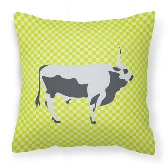 Carolines Treasures BB7650PW1818 Hungarian Grey Steppe Cow Green Fabric Decorative Pillow, 18 x 18 in.