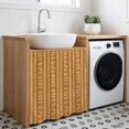 thumbnail image 3 of Terracotta Cabinet Curtains for Kitchen 35"Wx35"L, Rustic Vertical Dashed Lines Shabby Chic Leaf Cottagecore Laundry Sink Cabinets Magic Tape Short Curtain Privacy Panel for Bathroom Vanity Cabinets, 3 of 9