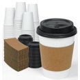 thumbnail image 1 of Tazas de café Ginkgo, 100 unidades, papel desechable de 350 ml con tapas, 1 of 7