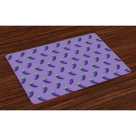 Eggplant Placemats Set of 4 Appetizing Eggplants in Order Symmetrical Vegan Foods Healthy Fresh Ingredients, Washable Fabric Place Mats for Dining Room Kitchen Table Decor,Purple Violet, by (Best Place To Order Food For A Party)
