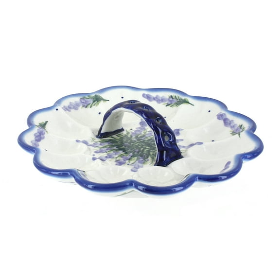 Blue Rose Polish Pottery Lavender Fields Egg Plate