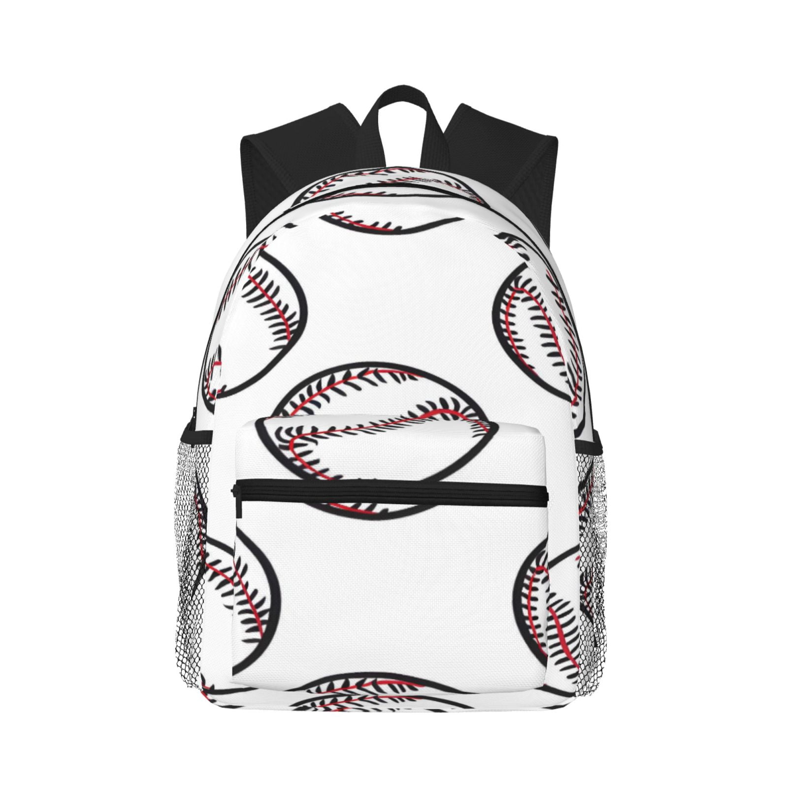 Casual Backpack Water Resistant Lightweight Daypack For Work Travel Hiking Camping Laptop Compartment & Side Mesh Pockets Baseball Theme Sporty Dynamic Style