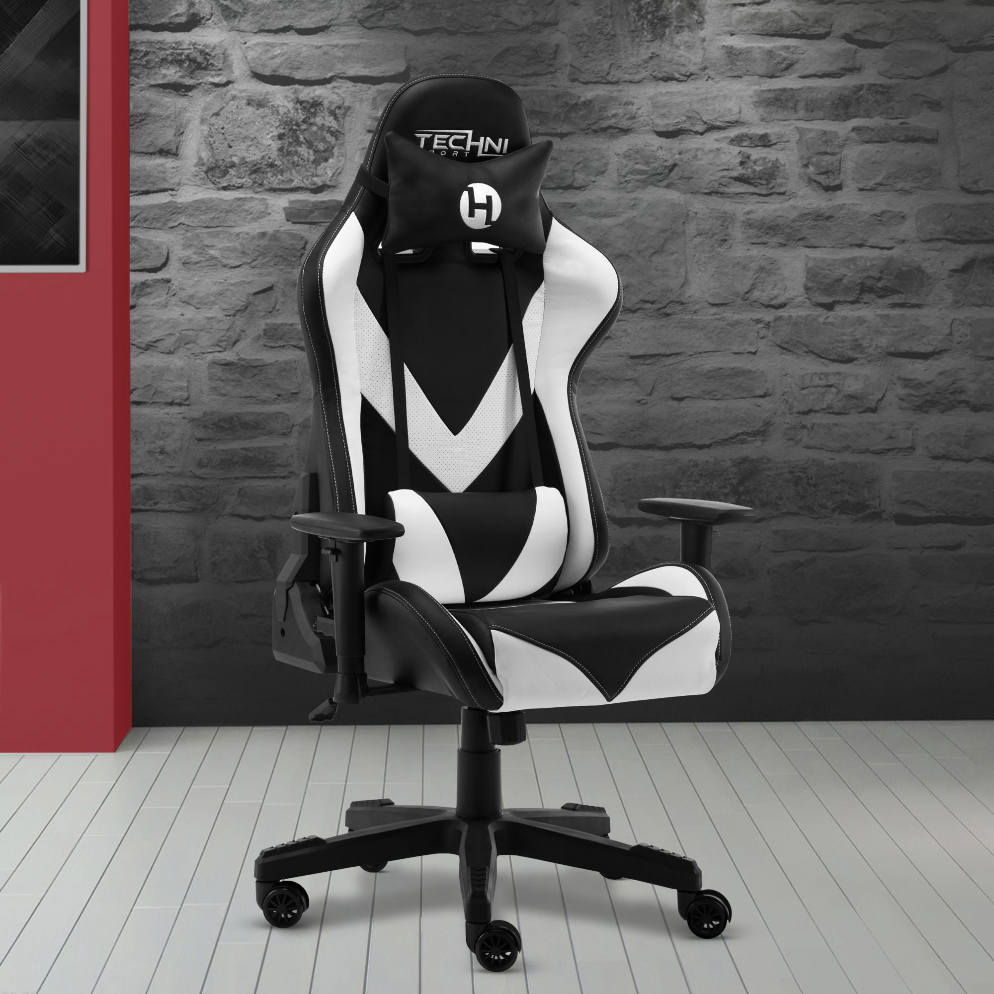 Techni Office Solutions 53" White and Black Durable Stylish Gaming Chair