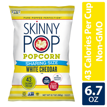 SkinnyPop White Cheddar Popcorn, Gluten-Free, 6.7 oz Sharing Size Bag