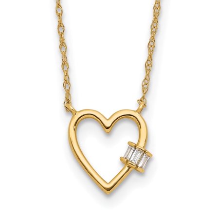 Auriga Fine Jewelry 10K Yellow Gold CZ Heart Chain Necklace 20" Valentine's Day Gift for Women